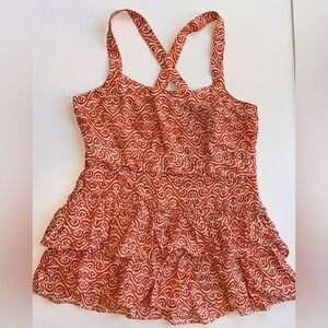Banana Republic Silk Ruffled Tank - Orange and Cream Size XS